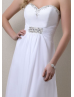 Strapless Sweetheart Neckline Ivory Chiffon Beaded Prom Dress